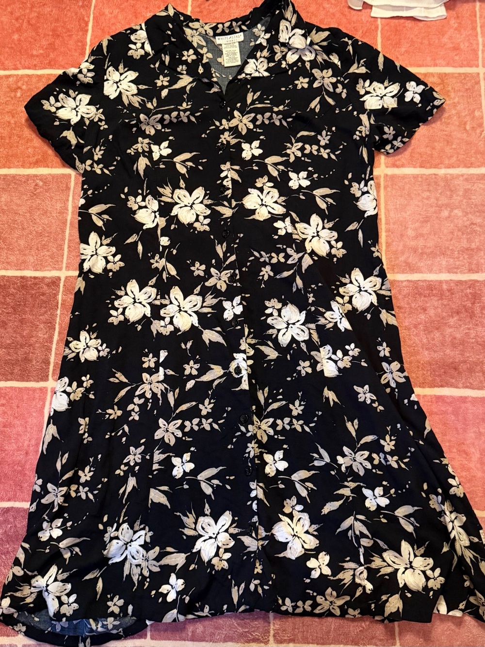 White Stag Black Dress with White Floral Print